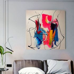 Graffiti wall art colorful painting on canvas pink wall art modern hand painted art blue interior decoration painting (Style: 01, size: 160x160cm)
