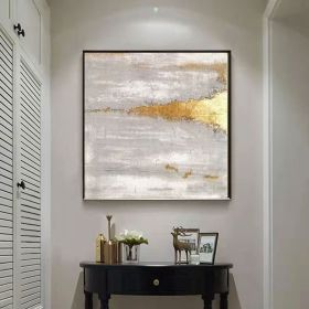 Gold Wall Decor Gold and White Wall Art Gold Leaf Painting Boho Wall Decor Gold Abstract Wall Art (Style: 01, size: 100x100cm)