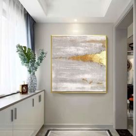 Gold Wall Decor Gold and White Wall Art Gold Leaf Painting Boho Wall Decor Gold Abstract Wall Art (Style: 01, size: 80x80cm)
