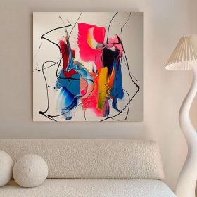 Graffiti wall art colorful painting on canvas pink wall art modern hand painted art blue interior decoration painting (Style: 01, size: 100x100cm)