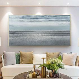 Large abstract oil painting grey minimalist abstract painting Nordic abstract painting living room abstract painting sea level painting (Style: 01, size: 70x140cm)