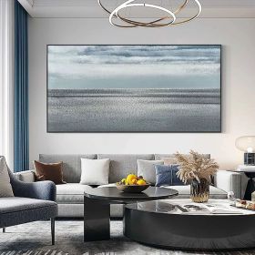 Large abstract oil painting grey minimalist abstract painting Nordic abstract painting living room abstract painting sea level painting (Style: 01, size: 80x160cm)