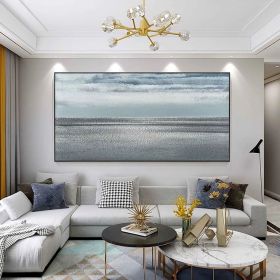 Large abstract oil painting grey minimalist abstract painting Nordic abstract painting living room abstract painting sea level painting (Style: 01, size: 120x240cm)