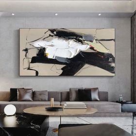 Original Black Abstract Wall Art Brown Abstract Painting Modern Black White Textured Painting Living Room Art Brown Abstract Art Canvas Gift (Style: 01, size: 70x140cm)
