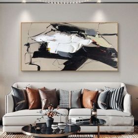 Original Black Abstract Wall Art Brown Abstract Painting Modern Black White Textured Painting Living Room Art Brown Abstract Art Canvas Gift (Style: 01, size: 80x160cm)