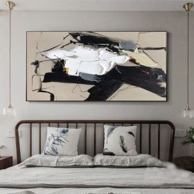 Original Black Abstract Wall Art Brown Abstract Painting Modern Black White Textured Painting Living Room Art Brown Abstract Art Canvas Gift (Style: 01, size: 120x240cm)