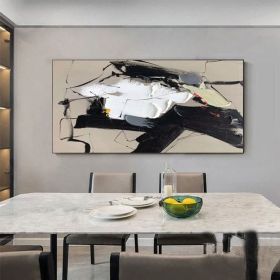 Original Black Abstract Wall Art Brown Abstract Painting Modern Black White Textured Painting Living Room Art Brown Abstract Art Canvas Gift (Style: 01, size: 100x200cm)