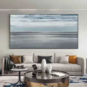 Large abstract oil painting grey minimalist abstract painting Nordic abstract painting living room abstract painting sea level painting (Style: 01, size: 140x280cm)