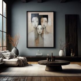 woman art Figure Wall Art Portrait Woman Portrait Woman Paint Hand Painted Oil Painting Minimalist Art Woman Face  Abstract face (Style: 01, size: 120x160cm)