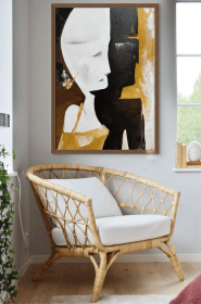 Extra Large White Black abstract Face painting on canvas Original Oil Painting Living Room Wall Art Trendy Wall Art Apartment Wall Decor (Style: 01, size: 90x130cm)