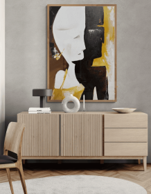 Extra Large White Black abstract Face painting on canvas Original Oil Painting Living Room Wall Art Trendy Wall Art Apartment Wall Decor (Style: 01, size: 100x150cm)