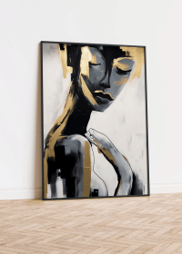 Abstract Woman Face Wallart woman gold white Figure Wall Art Gold White Wallart Woman Art 100% hand painted Wallart Modern Home Art (Style: 01, size: 80x120cm)