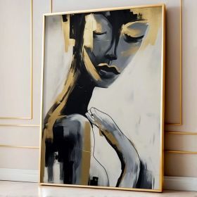 Abstract Woman Face Wallart woman gold white Figure Wall Art Gold White Wallart Woman Art 100% hand painted Wallart Modern Home Art (Style: 01, size: 100x150cm)
