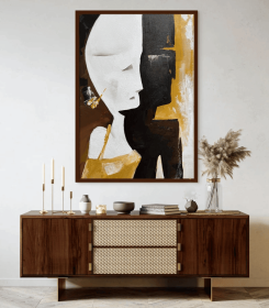 Extra Large White Black abstract Face painting on canvas Original Oil Painting Living Room Wall Art Trendy Wall Art Apartment Wall Decor (Style: 01, size: 80x120cm)