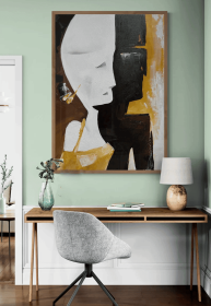 Extra Large White Black abstract Face painting on canvas Original Oil Painting Living Room Wall Art Trendy Wall Art Apartment Wall Decor (Style: 01, size: 70x100cm)