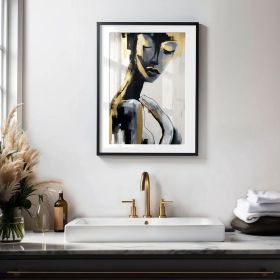 Abstract Woman Face Wallart woman gold white Figure Wall Art Gold White Wallart Woman Art 100% hand painted Wallart Modern Home Art (Style: 01, size: 50x70cm)