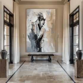 black art Abstract Lady Framed Woman painting Original black Wall Art Woman Canvas Art Faceless Portrait Painting Lovers' decor oil painting (Style: 01, size: 90x130cm)