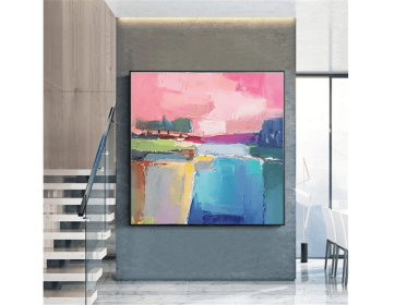Abstract landscape Large original oil painting on canvas 3d wall art Modern impressionism 2024 Home wall decor for living room (Style: 01, size: 50x50cm)