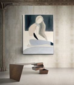 Large Abstract Naked Woman Canvas Wall Art Original Female Figure Oil Painting on Canvas Modern Minimalist Nude Wall Art for Living Room (Style: 01, size: 80x120cm)