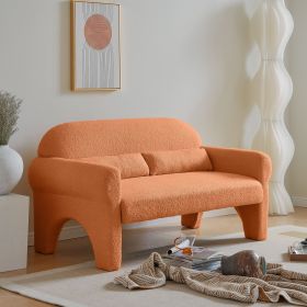 modern boucle loveseat for Living room (Color: Orange)